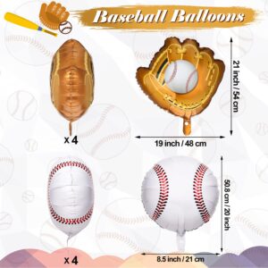 8 Pieces Baseball Balloons Baseball Glove Balloons 18 Inch Sports Balloons Baseball Themed Party Supplies Decorations for Boys Girls Summer Birthdays Party (Baseball/Baseball Glove Balloons)