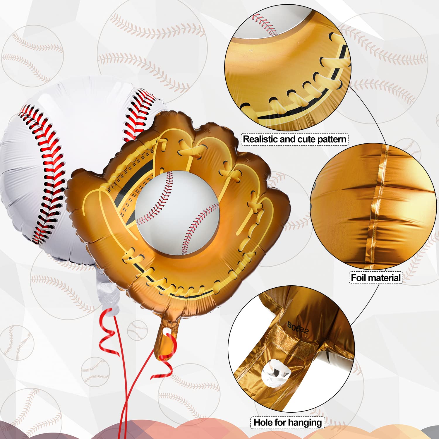 8 Pieces Baseball Balloons Baseball Glove Balloons 18 Inch Sports Balloons Baseball Themed Party Supplies Decorations for Boys Girls Summer Birthdays Party (Baseball/Baseball Glove Balloons)