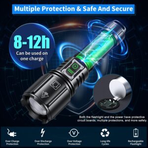 Gehavin Rechargeable High Power LED Flashlight 500000 High Lumens, Super Bright XHP160 Flashlights with 6 Modes, Waterproof, Zoomable, Fast Charging,Camping Flashlight for Campers