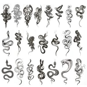 22 sheets realistic snake temporary tattoos 3d tribal serpent tattoos floral swords snake fake tattoos waterproof snake tattoo stickers for women men adults kids face arm leg body art