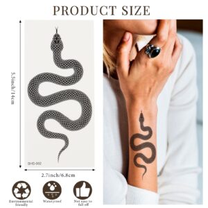 22 Sheets Realistic Snake Temporary Tattoos 3D Tribal Serpent Tattoos Floral Swords Snake Fake Tattoos Waterproof Snake Tattoo Stickers for Women Men Adults Kids Face Arm Leg Body Art