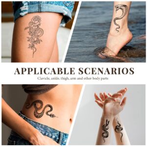 22 Sheets Realistic Snake Temporary Tattoos 3D Tribal Serpent Tattoos Floral Swords Snake Fake Tattoos Waterproof Snake Tattoo Stickers for Women Men Adults Kids Face Arm Leg Body Art