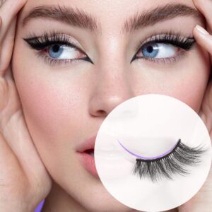 FANXITON Half Lashes Natural Look Wispy 10 Pairs Cat Eye Lashes 3D False Eyelashes Fluffy Soft 15MM Short Faux Mink Lashes Sets Pack