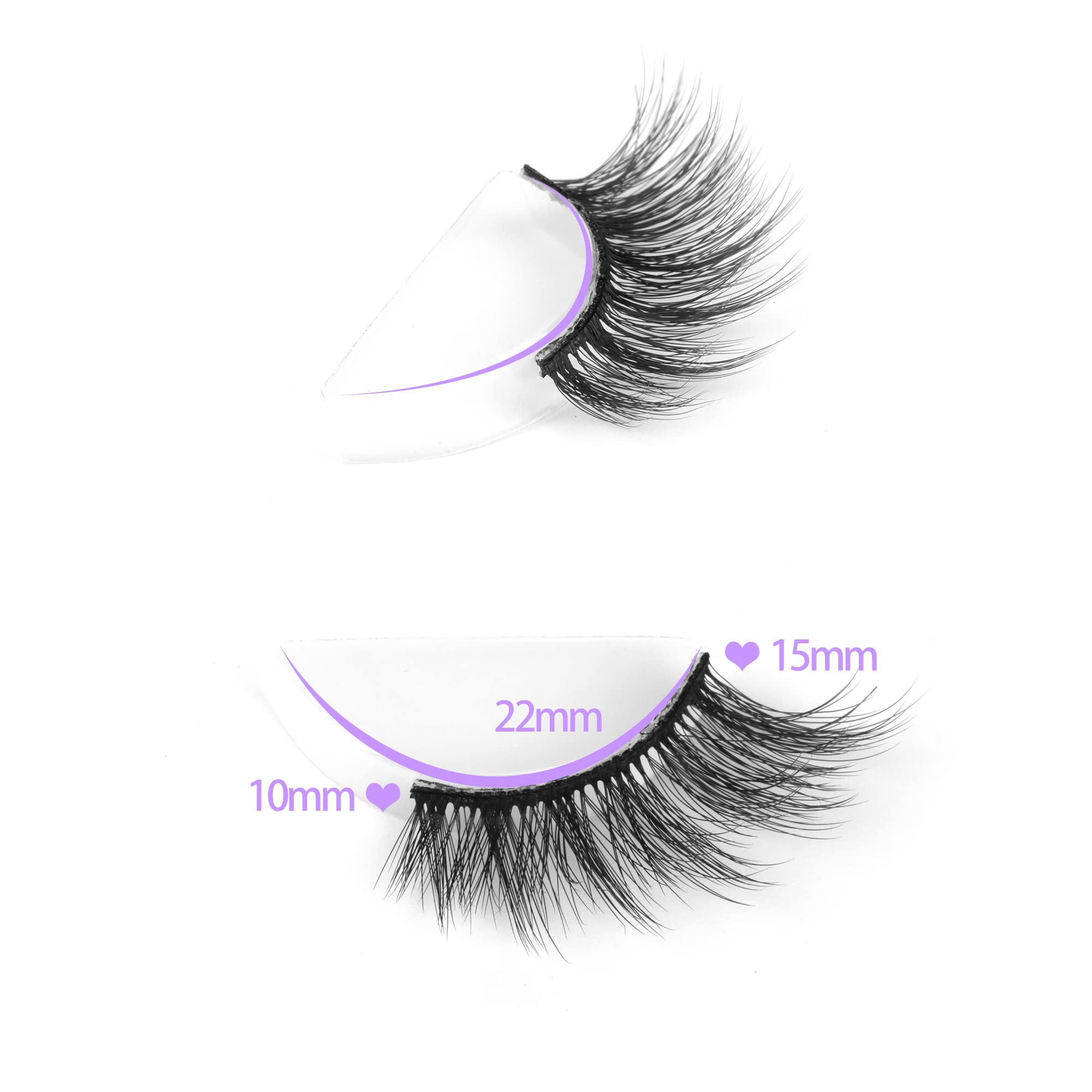 FANXITON Half Lashes Natural Look Wispy 10 Pairs Cat Eye Lashes 3D False Eyelashes Fluffy Soft 15MM Short Faux Mink Lashes Sets Pack