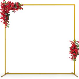 6.6ft x 6.6ft gold wedding arches for ceremony square backdrop stand metal balloon arch stand kit wedding arch frame for birthday party bridal shower anniversary decoration
