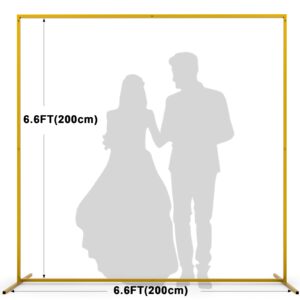 6.6FT x 6.6FT Gold Wedding Arches for Ceremony Square Backdrop Stand Metal Balloon Arch Stand Kit Wedding Arch Frame for Birthday Party Bridal Shower Anniversary Decoration