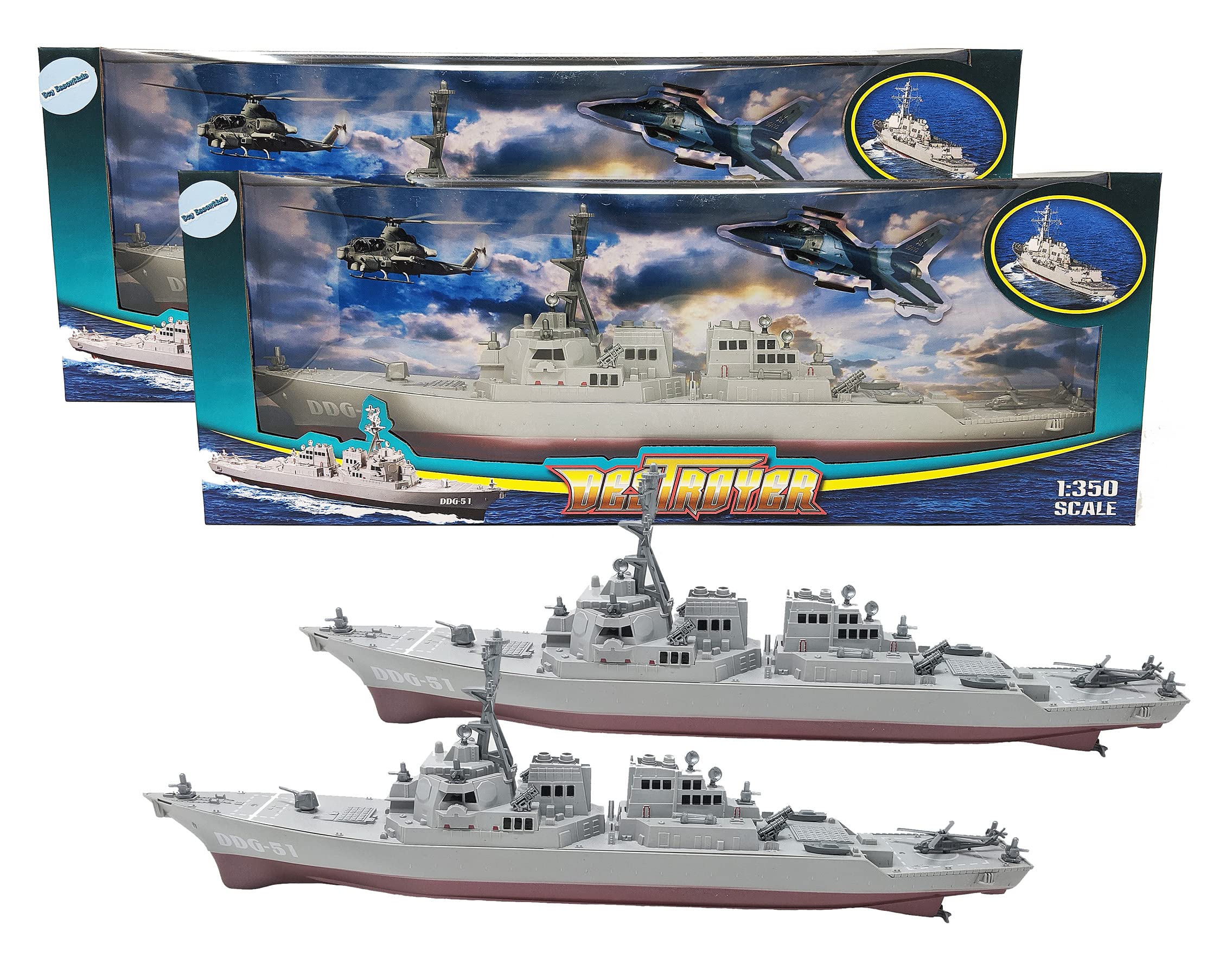 Toy Essentials (2 Pack) 17 Inch Military Battleship Destroyer