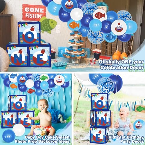 Yaaaaasss! Ofishally One Birthday Decorations First Birthday Decor Fishing Balloon Arch For Boy Ofishally One Balloon Arch Kit Gone Fishing Boxes Balloons Summer Birthday Party Supplies