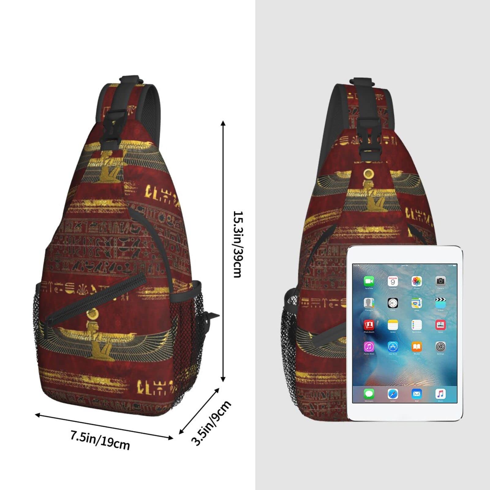 ASYG Ancient Egyptian Sling Bag Crossbody Chest Daypack Casual Backpack Egyptian Shoulder Bag Egyptian Decor