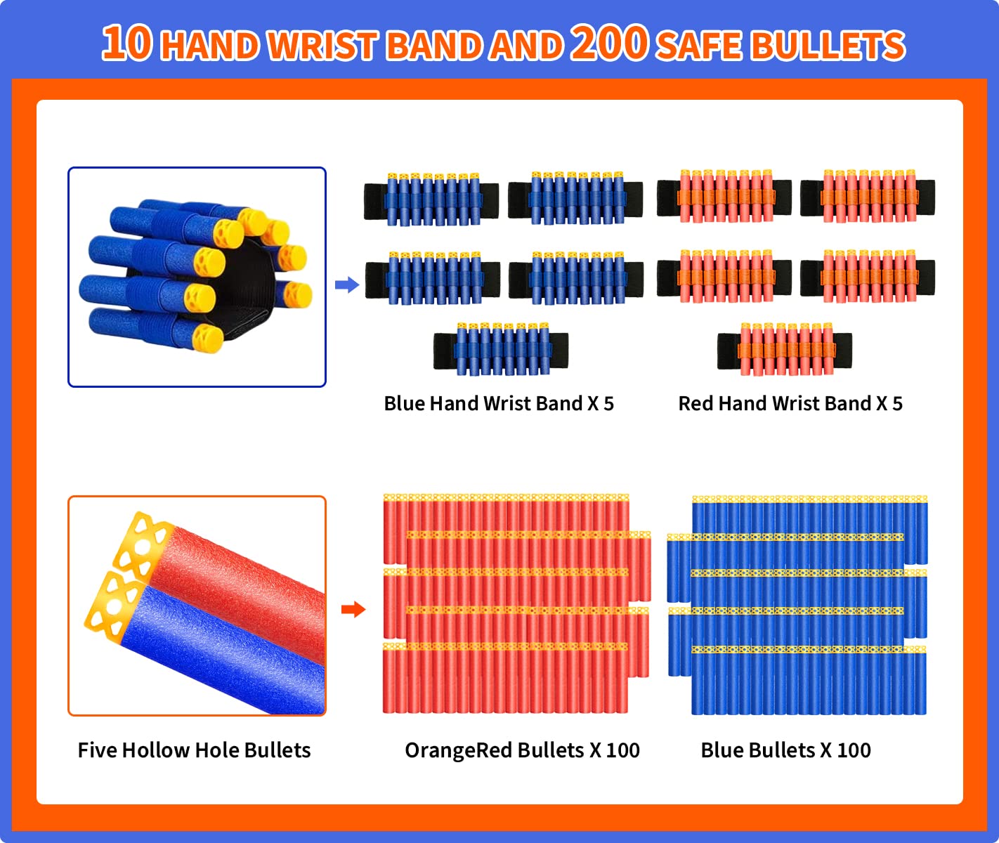 Banvih 10 Small Gun Set for Nerf Party Supplies and Favors, Suitable for Boys' Birthday Bulk Nerf War Party Pack Bundle - Equipped: 10 Mini Pistol Blasters, Goggles, Masks, Wristbands, 200 Foam Darts