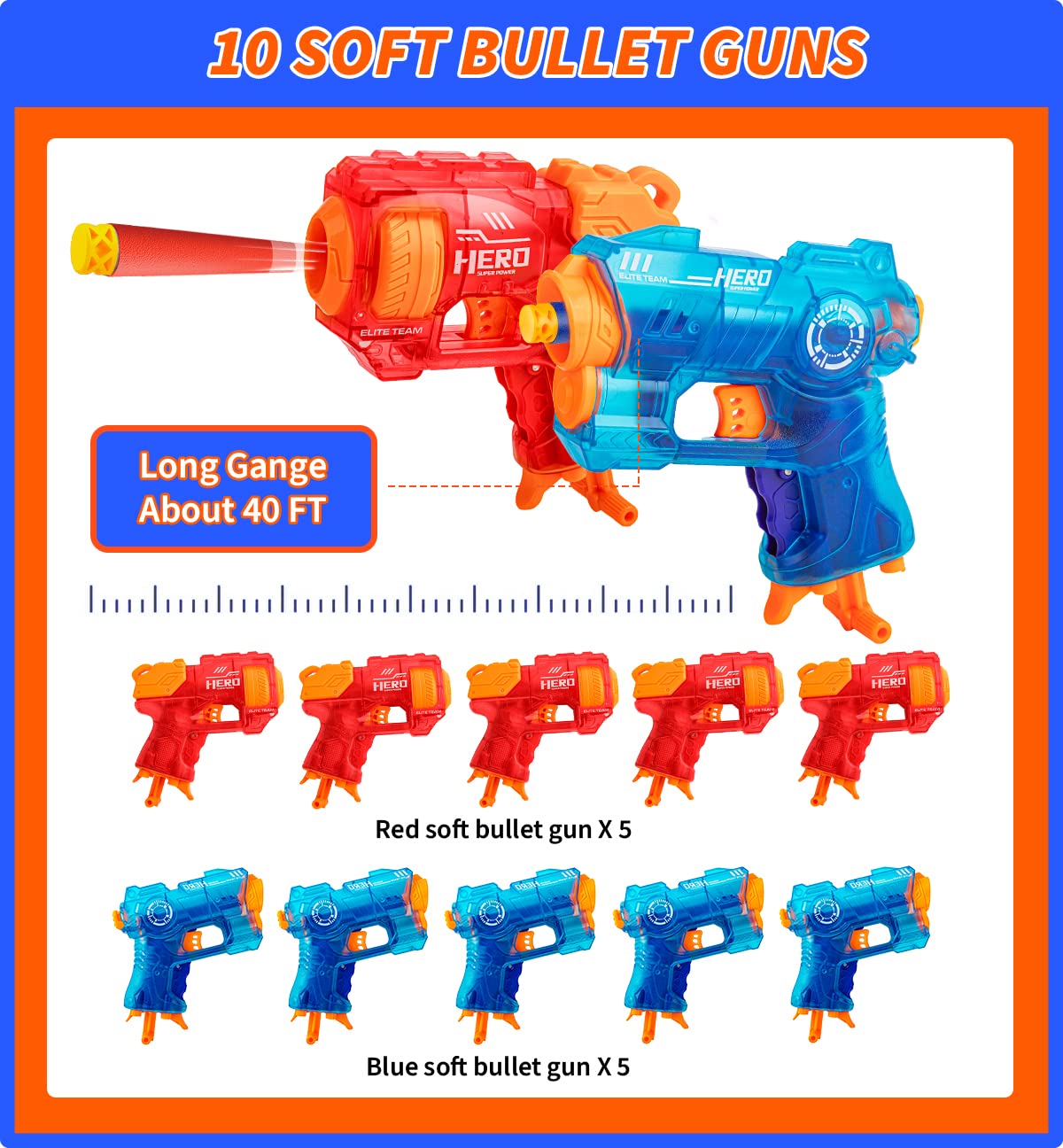 Banvih 10 Small Gun Set for Nerf Party Supplies and Favors, Suitable for Boys' Birthday Bulk Nerf War Party Pack Bundle - Equipped: 10 Mini Pistol Blasters, Goggles, Masks, Wristbands, 200 Foam Darts