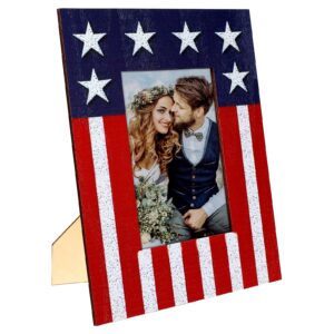 aboofan american flag picture frame independence day wooden flag frame desktop display photo frame christmas memories day gift supplies (suitable for 4x6)