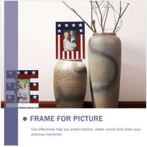 ABOOFAN American Flag Picture Frame Independence Day Wooden Flag Frame Desktop Display Photo Frame Christmas Memories Day Gift Supplies (Suitable for 4X6)