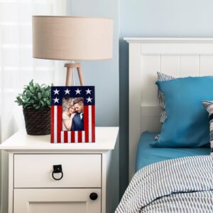 ABOOFAN American Flag Picture Frame Independence Day Wooden Flag Frame Desktop Display Photo Frame Christmas Memories Day Gift Supplies (Suitable for 4X6)