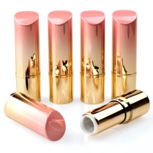 inheming 5 pieces empty lipstick tubes, 3.5g gradient pink lipstick tubes, refillable diy lip balm tube containers, lip stick lip balm sample tubes vials