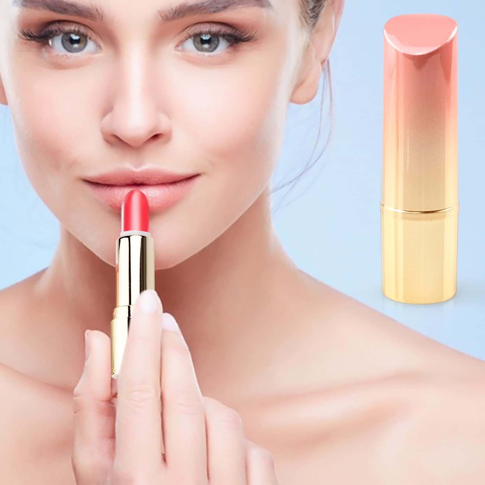 inheming 5 Pieces Empty Lipstick Tubes, 3.5g Gradient Pink Lipstick Tubes, Refillable DIY Lip Balm Tube Containers, Lip Stick Lip Balm Sample Tubes Vials