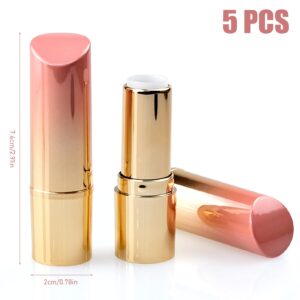 inheming 5 Pieces Empty Lipstick Tubes, 3.5g Gradient Pink Lipstick Tubes, Refillable DIY Lip Balm Tube Containers, Lip Stick Lip Balm Sample Tubes Vials