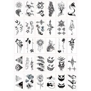 30 different patterns dark tattoo stickers waterproof lasting simulation tattoo unisex temporary stickers (f)