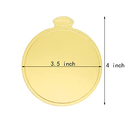 100 Pcs Mini Golden Cake Base, 3.5 Inch Cake Boards, Disposable Round Cake Board, Mousse Cake Boards, Dessert Displays Tray