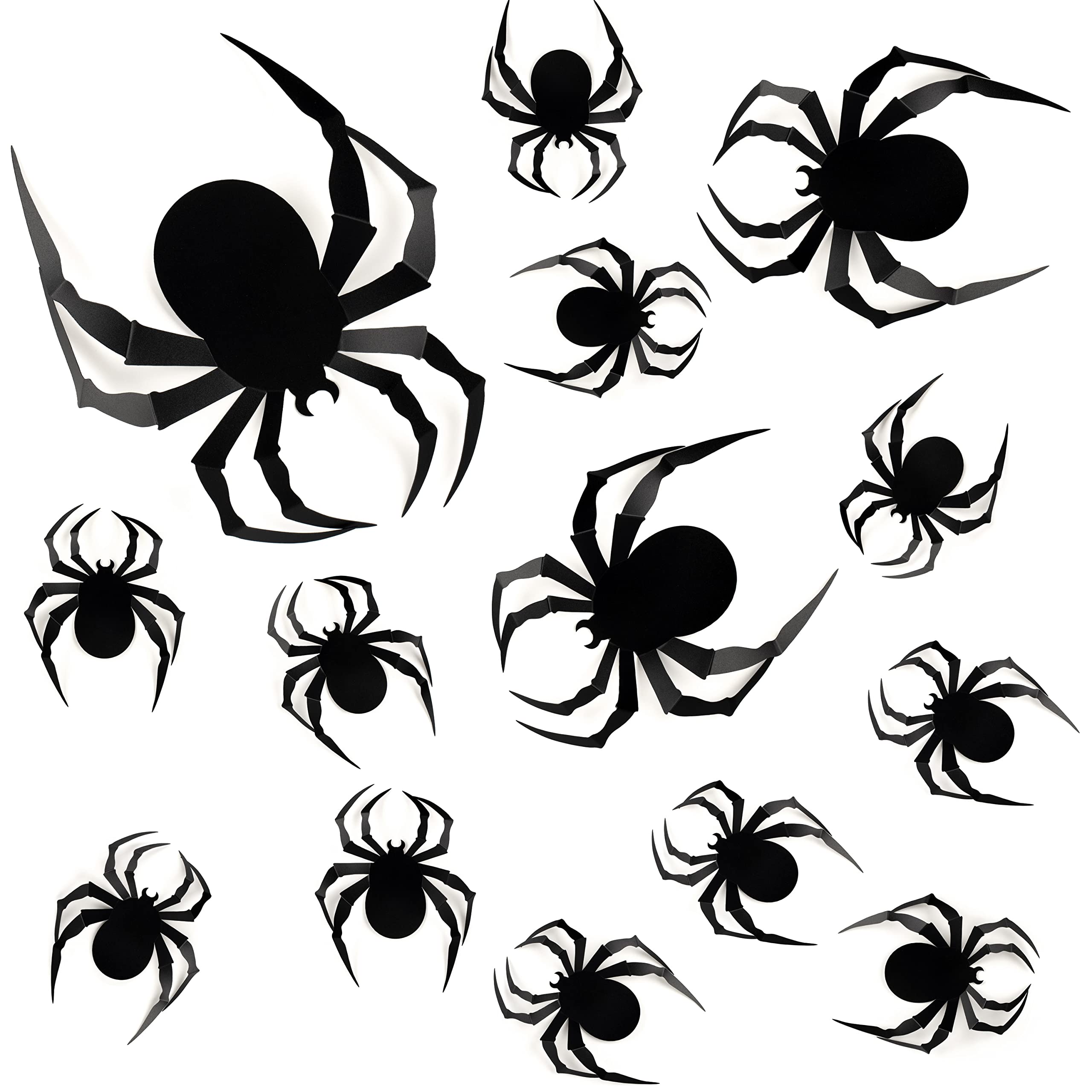 Coogam 60 PCS Halloween 3D Spiders Decoration, Scary Realistic Black Spider Sticker DIY Windows Wall Decal for Home Decor Bathroom Indoor Hallowmas Party Supplies