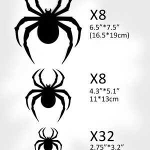 Coogam 60 PCS Halloween 3D Spiders Decoration, Scary Realistic Black Spider Sticker DIY Windows Wall Decal for Home Decor Bathroom Indoor Hallowmas Party Supplies