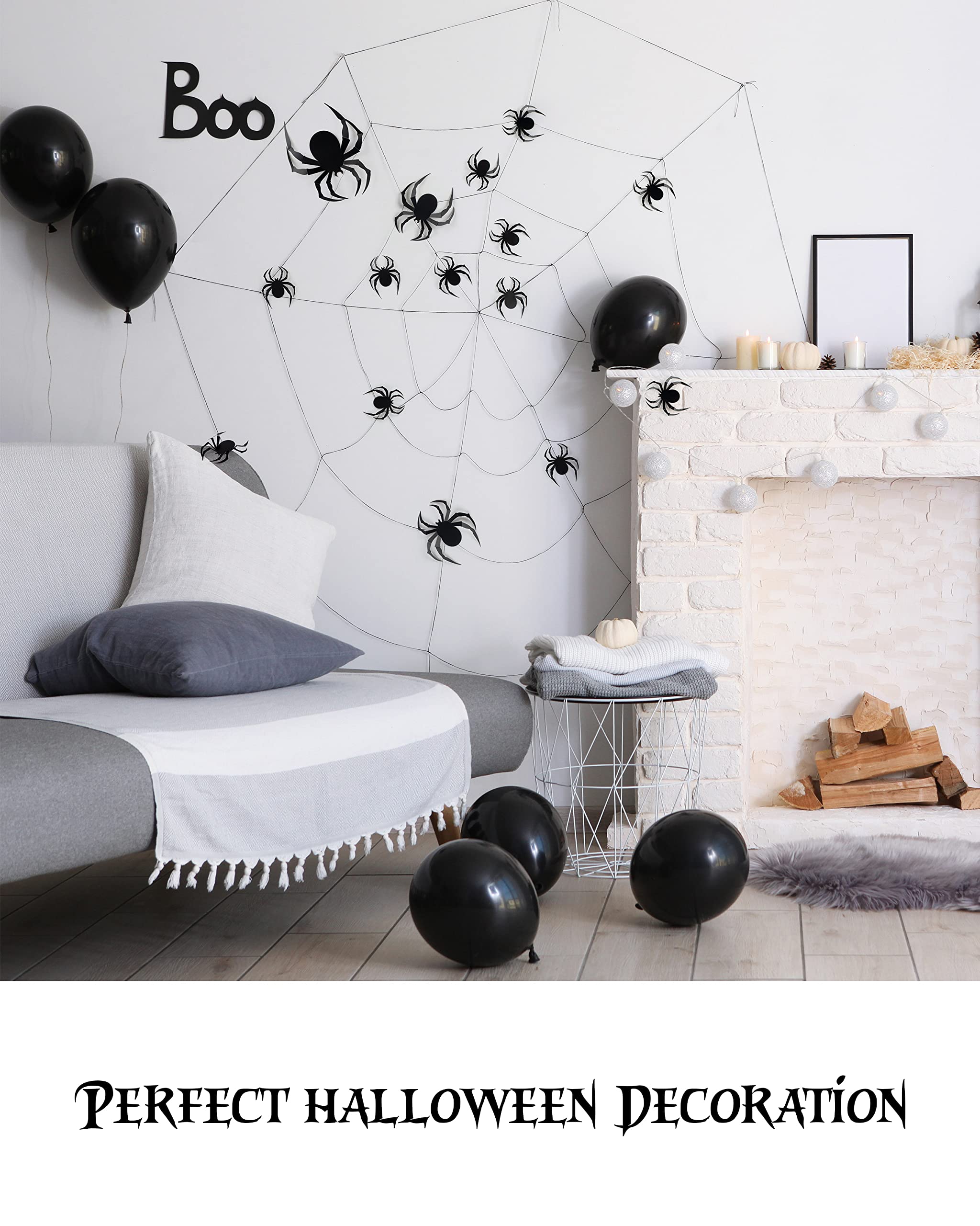 Coogam 60 PCS Halloween 3D Spiders Decoration, Scary Realistic Black Spider Sticker DIY Windows Wall Decal for Home Decor Bathroom Indoor Hallowmas Party Supplies