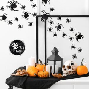 Coogam 60 PCS Halloween 3D Spiders Decoration, Scary Realistic Black Spider Sticker DIY Windows Wall Decal for Home Decor Bathroom Indoor Hallowmas Party Supplies