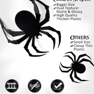 Coogam 60 PCS Halloween 3D Spiders Decoration, Scary Realistic Black Spider Sticker DIY Windows Wall Decal for Home Decor Bathroom Indoor Hallowmas Party Supplies