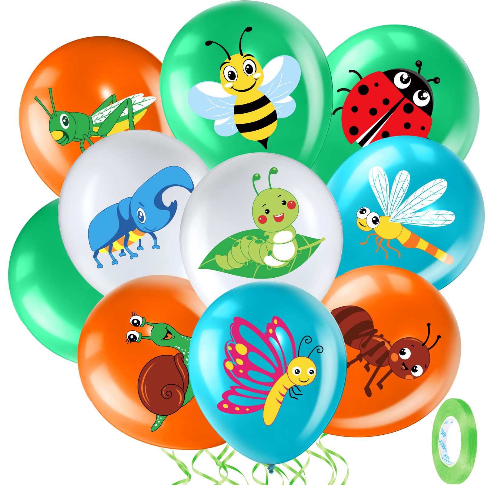 50 Pack Spring Summer Bug Birthday Party Decorations, 12 Inch Reptile Birthday Party Latex Balloons Butterfly Bug Birthday Party Decoration for Class Office Garden Insects Themed Party Baby Shower