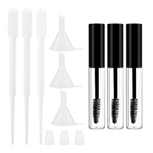 debaishi 3 pack 10ml empty mascara tube bottle with eyelash wand,rubber inserts,funnels and tubes,eyelash cream container bottle with funnels transfer pipettes,for castor oil/eyelash growth oil