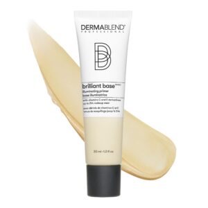 dermablend brilliant base illuminating primer face makeup, formulated with niacinamide, shea butter, and glycerin, enriched with vitamin c and e derivatives, provides long lasting radiance, 1 fl oz