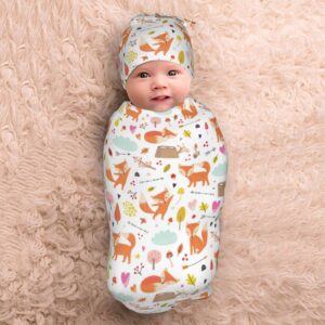 Butterfly Purple Cute Baby Swaddle Blanket Baby Stuff Newborn Soft Sleep Sacks Stretchy Wrap Blankets with Hat for Boy Girl Infants Gifts