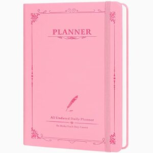 daily planner 2023 a5 hardcover undated to do planners for women 300 pages with bookmark easy manage daily plan - pink