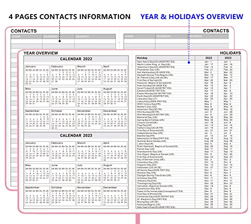 Daily Planner 2023 A5 Hardcover Undated To Do Planners for Women 300 Pages with Bookmark Easy Manage Daily Plan - Pink