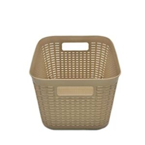 IPP 4 Pack Plastic Rattan Type Organizer Baskets (Beige)