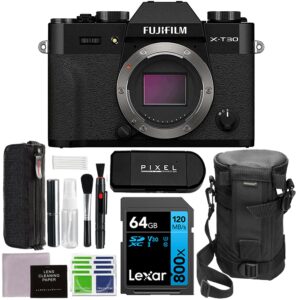fujifilm x-t30 ii mirrorless digital camera bundle with 64gb memory card + deluxe lens case - lc6 + more | usa authorized with fujifilm warranty