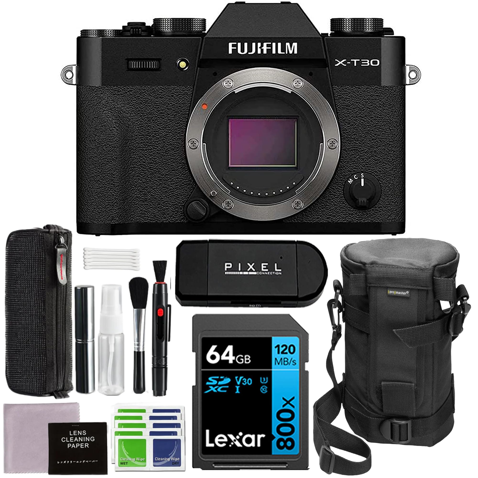 Fujifilm X-T30 II Mirrorless Digital Camera Bundle with 64GB Memory Card + Deluxe Lens Case - LC6 + More | USA Authorized with Fujifilm Warranty