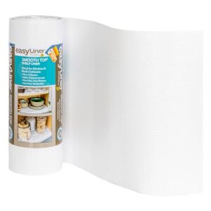 smooth top easyliner for cabinets & drawers - easy to install & cut to fit - shelf paper & drawer liner non adhesive - non slip shelf liner for kitchen & pantry - 12in. x 24ft. - white