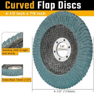 SI FANG Premium Zirconia Curved Flap Discs 4 1/2 Inch Sanding Disc for Angle Grinder, 60 Grit Zirconium Oxide Round Corner Edge Grinding Wheel for Wood Metal - 5 Pack