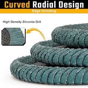 SI FANG Premium Zirconia Curved Flap Discs 4 1/2 Inch Sanding Disc for Angle Grinder, 60 Grit Zirconium Oxide Round Corner Edge Grinding Wheel for Wood Metal - 5 Pack