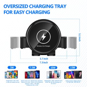 TOPENKE 20W Three Coils Wireless Car Charger with Cooling Fan, for Z Fold 5 Car Mount, Fast Charging Auto-Clamping for Air Vent & Dashboard, Compatible for Galaxy Z Fold 5/S23 Ultra, iPhone 14 Pro Max