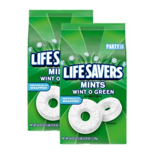 life savers wint-o-green breath mint bulk hard candy, party size, 44.93 oz bag (pack of 2)