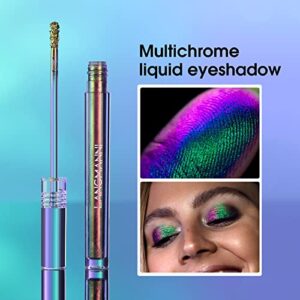 Liquid Glitter Eyeshadow, 3 Colors Multichrome Metallic Liquid Glitter Chameleon Eyeshadow Kit, Quick Drying Long Lasting High Holographic Sparkling Multi-Dimensional Eyeshadow Makeup Set for Women