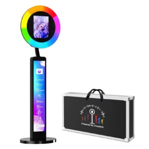 harzhi portable photo booth compatible with any ipad, for ipad photo booth shell stand stand software app control ring light, music sync, flight case