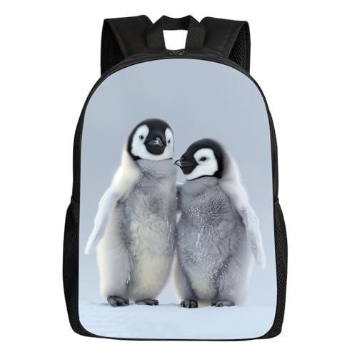 UIACOM Penguin School Backpack Cute Baby Emperor Penguin in Snow Bookbag for Teens Kids Boys Girls, Large 17 inch Elementary Junior High University School Bag, Water Resistant Casual Travel Daypack