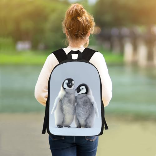 UIACOM Penguin School Backpack Cute Baby Emperor Penguin in Snow Bookbag for Teens Kids Boys Girls, Large 17 inch Elementary Junior High University School Bag, Water Resistant Casual Travel Daypack