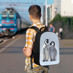 UIACOM Penguin School Backpack Cute Baby Emperor Penguin in Snow Bookbag for Teens Kids Boys Girls, Large 17 inch Elementary Junior High University School Bag, Water Resistant Casual Travel Daypack