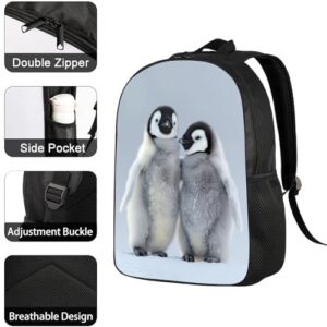 UIACOM Penguin School Backpack Cute Baby Emperor Penguin in Snow Bookbag for Teens Kids Boys Girls, Large 17 inch Elementary Junior High University School Bag, Water Resistant Casual Travel Daypack