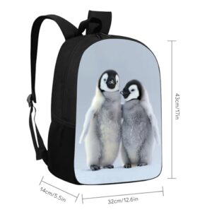 UIACOM Penguin School Backpack Cute Baby Emperor Penguin in Snow Bookbag for Teens Kids Boys Girls, Large 17 inch Elementary Junior High University School Bag, Water Resistant Casual Travel Daypack