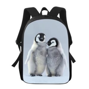 UIACOM Penguin School Backpack Cute Baby Emperor Penguin in Snow Bookbag for Teens Kids Boys Girls, Large 17 inch Elementary Junior High University School Bag, Water Resistant Casual Travel Daypack